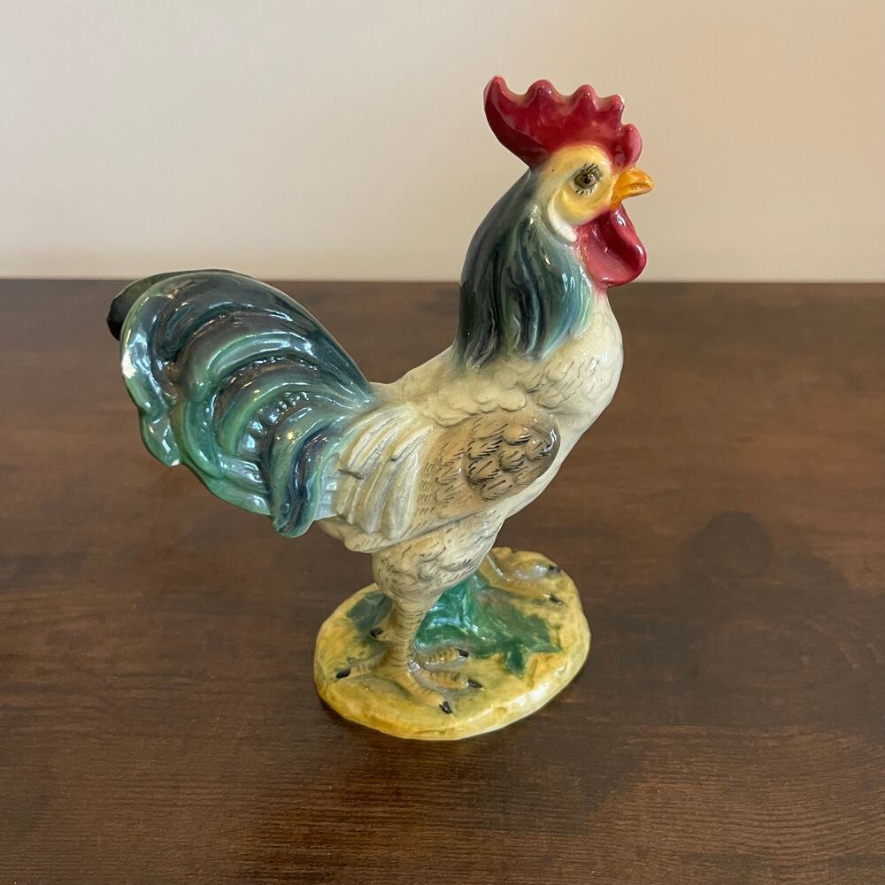 Italian Pottery Majolica Rooster Figurine 6" - Picture 3 of 9